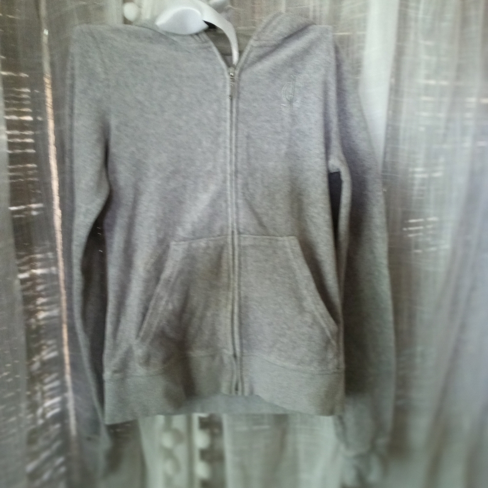 Juicy light grey velour zip hoody